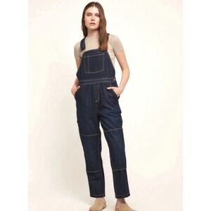 For Days Organic Cotton Dark Wash Carpenter Bib Overalls Straight Leg Size‎ 26